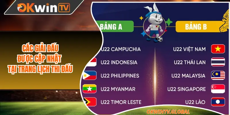 Các giải đấu được cập nhật tại lịch thi đấu